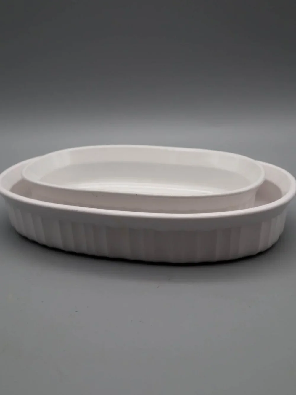 Lot of 2 Corning Ware French White Oval Casserole Set Baking Dish F-15-B F-23-B